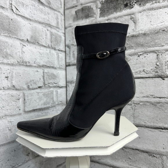 Donald J. Pliner Shoes - Donald J Pliner Black Patent Leather Pointy Toe Sock Ankle Boots Booties